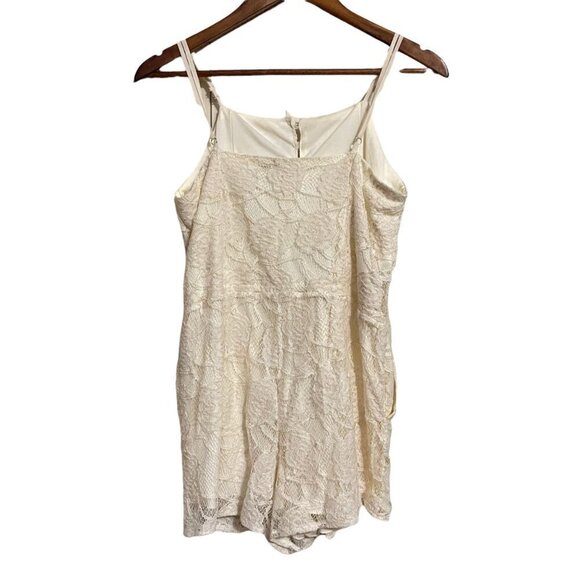 ZARA Women's Ecru Floral Lace Tie Waist Button Spaghetti Strap Romper Medium - Picture 9 of 9